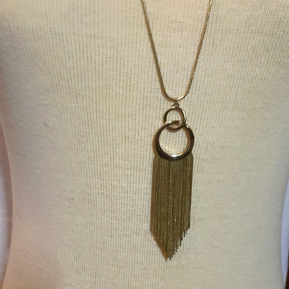 Elegant Goldtone Fringe Necklace 28" LOFT by Ann Taylor
